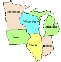 Map of the Midwest service area